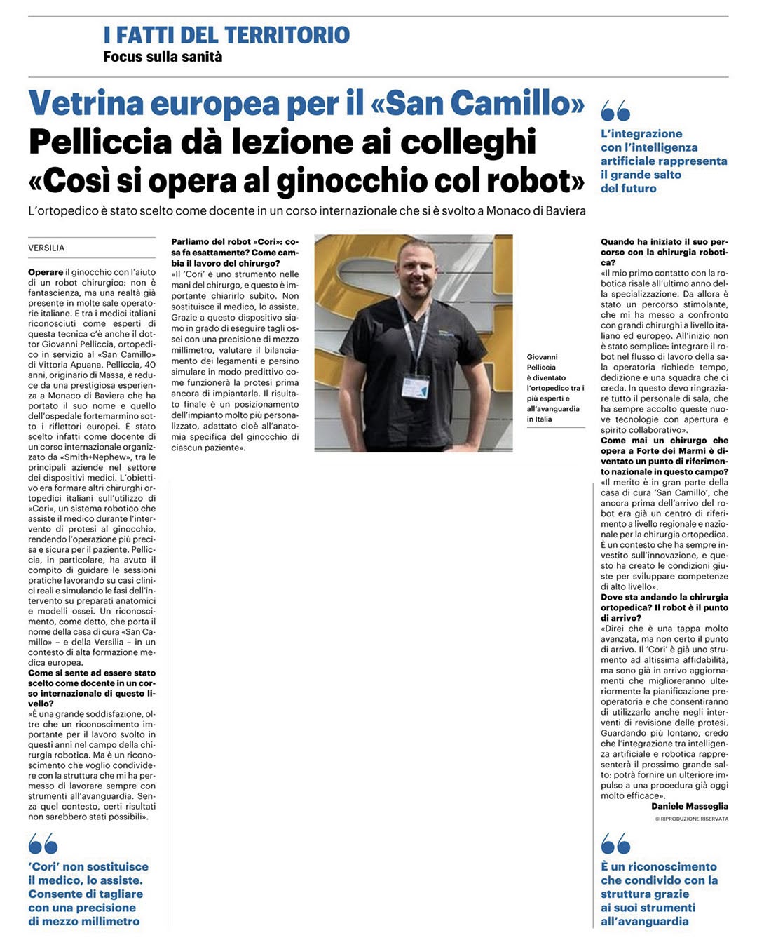 Articolo «Vetrina europea per il San Camillo: Pelliccia dà lezione ai colleghi» Articolo «Vetrina europea per il San Camillo: Pelliccia dà lezione ai colleghi»